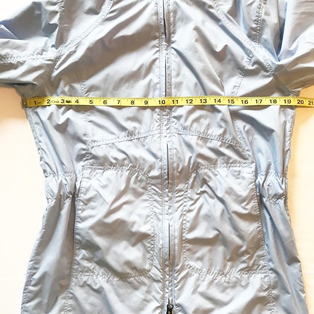 COLUMBIA Vintage Light Blue Hooded Dual Zip Rain Jacket Womens Small - Picture 7 of 8